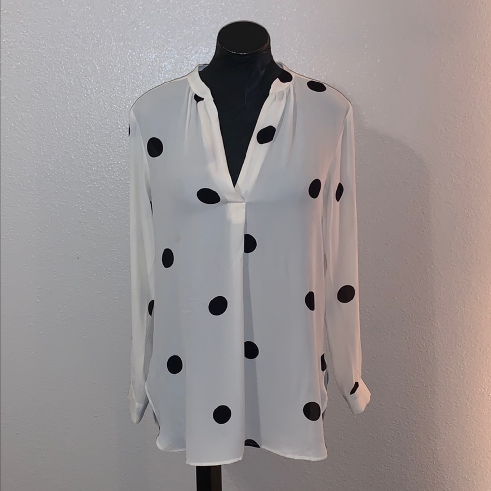 LOFT Polkadot Long Sleeve Blouse